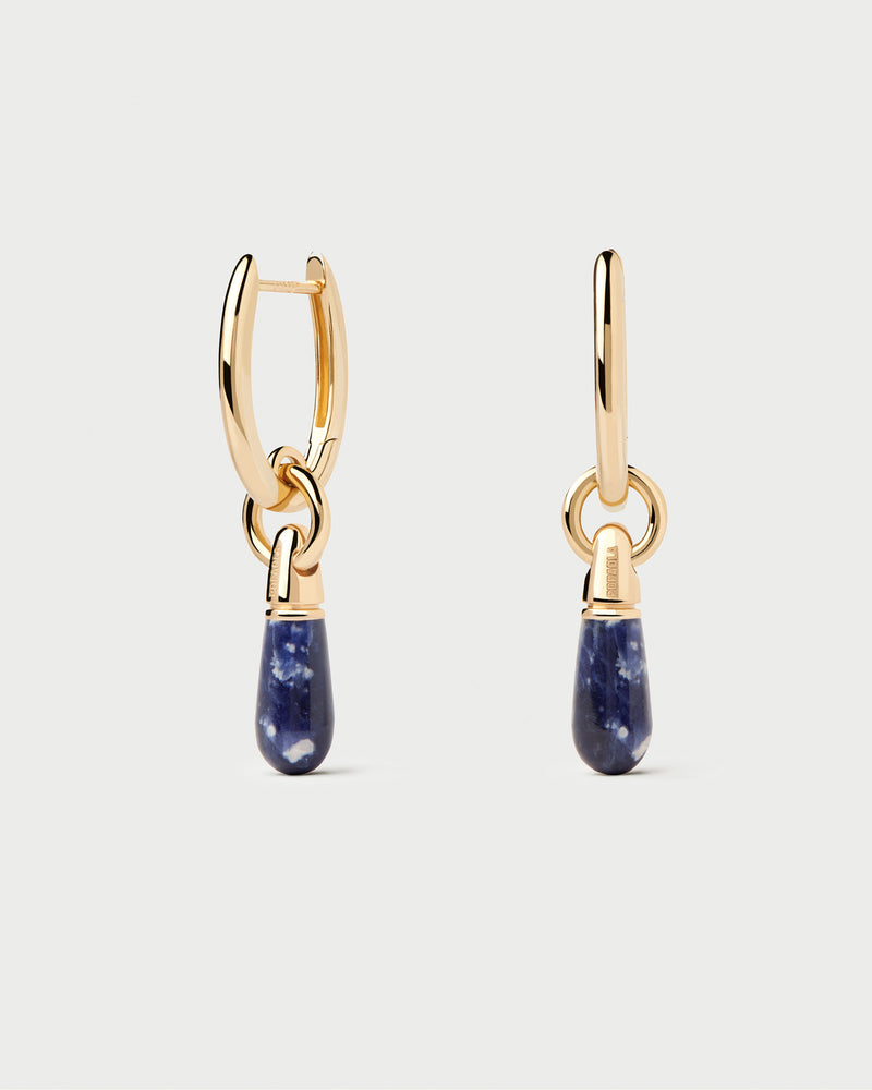 Orecchino a cerchio singolo sodalite Jupiter - 
  
    Argento sterling / Placcatura in Oro 18K
  
