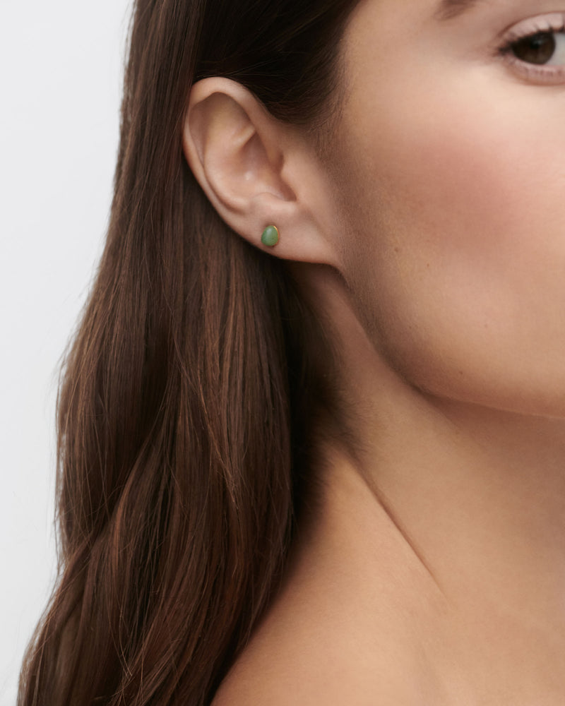 Piercing oreja Aventurina verde Gravity - 
  
    Plata de Ley / Baño de Oro 18K
  
