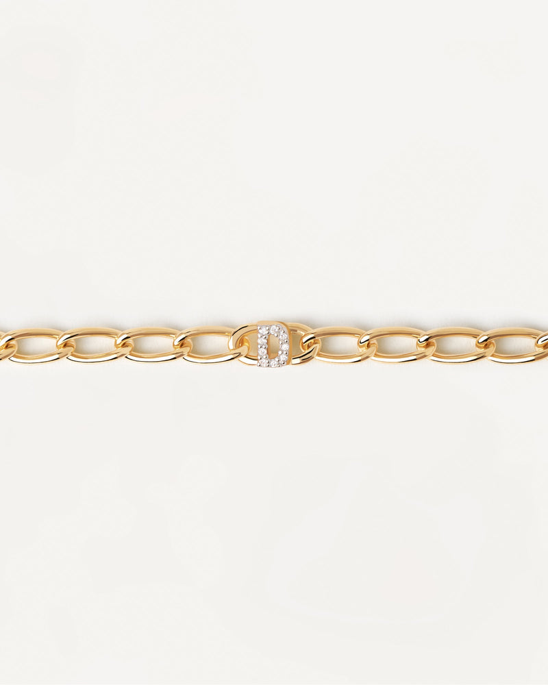 Bracciale A Catena Lettera D - 
  
    Argento sterling / Placcatura in Oro 18K
  
