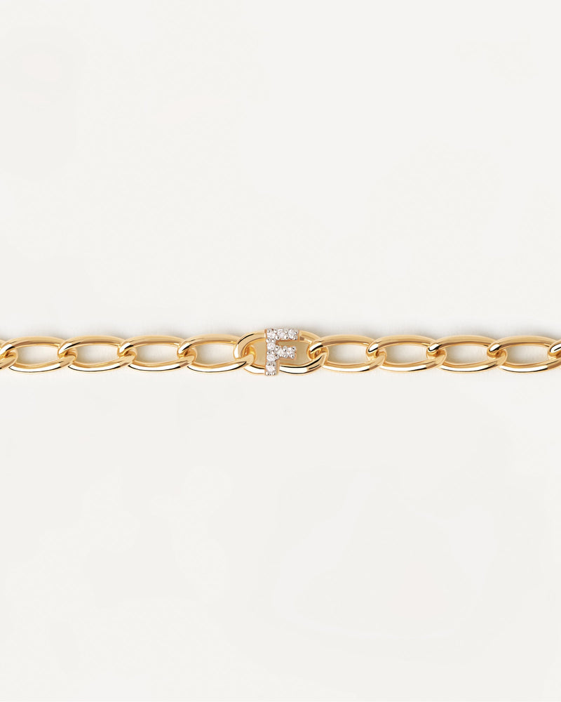 Bracciale A Catena Lettera F - 
  
    Argento sterling / Placcatura in Oro 18K
  
