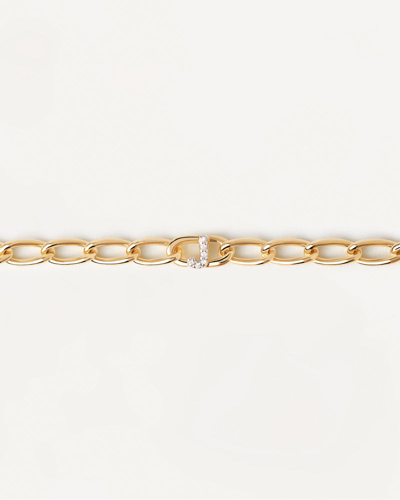 Bracciale A Catena Lettera J - 
  
    Argento sterling / Placcatura in Oro 18K
  
