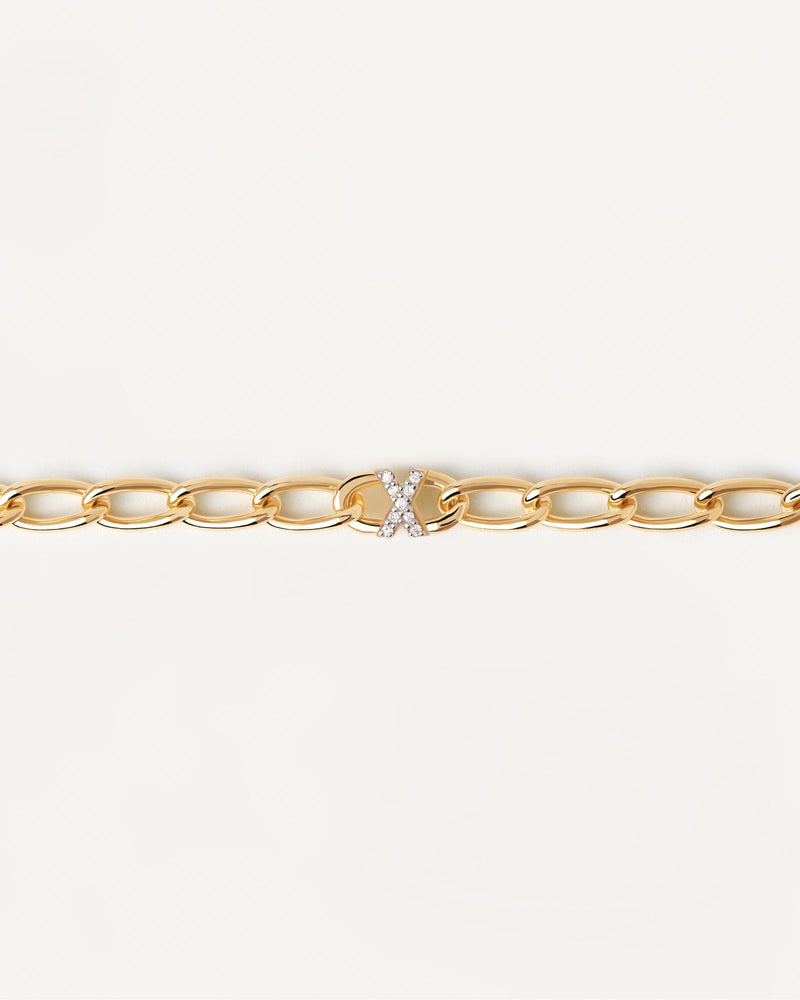 Bracciale A Catena Lettera X - 
  
    Argento sterling / Placcatura in Oro 18K
  
