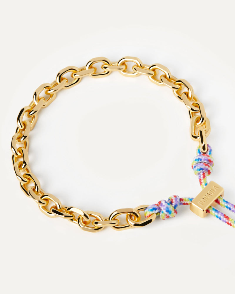 Pulsera Cordón y Cadena Prisma Essential - 
  
    Latón / Baño de Oro 18K
  
