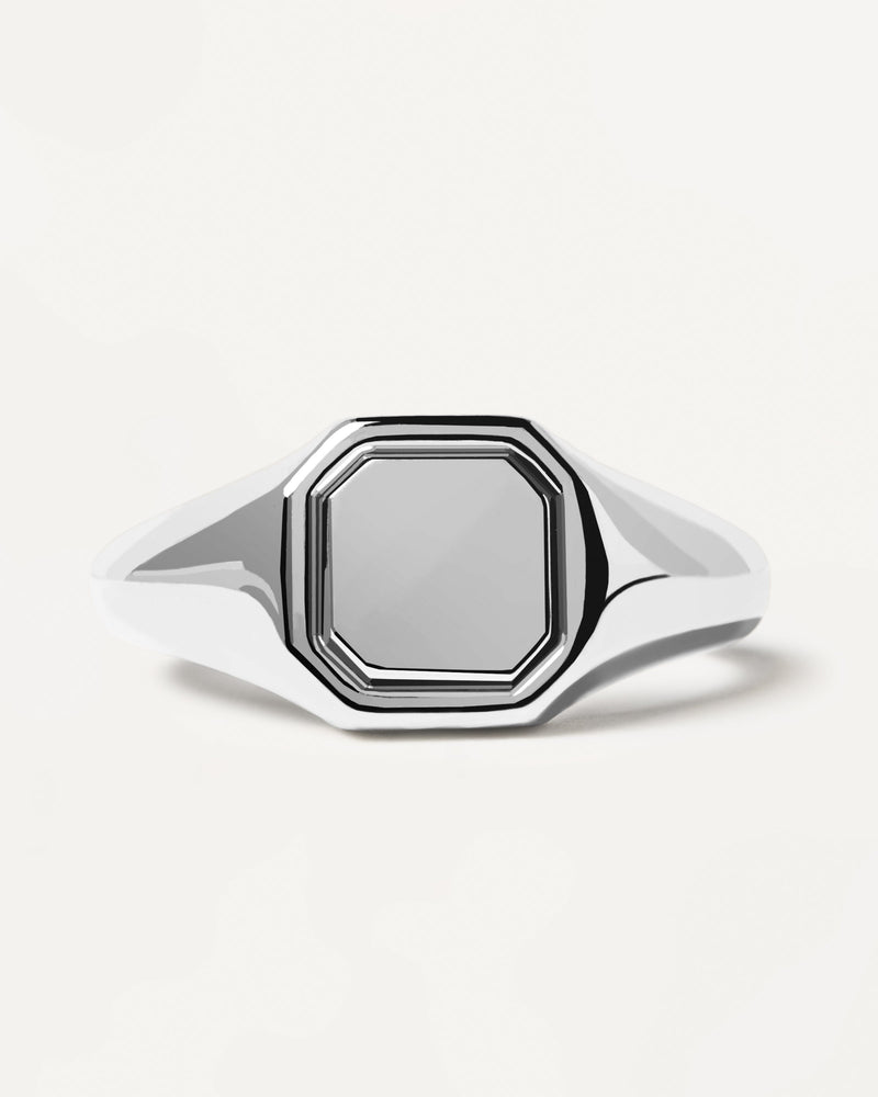 Bague Chevalière en Argent Octet - 
  
    Argent massif
  
