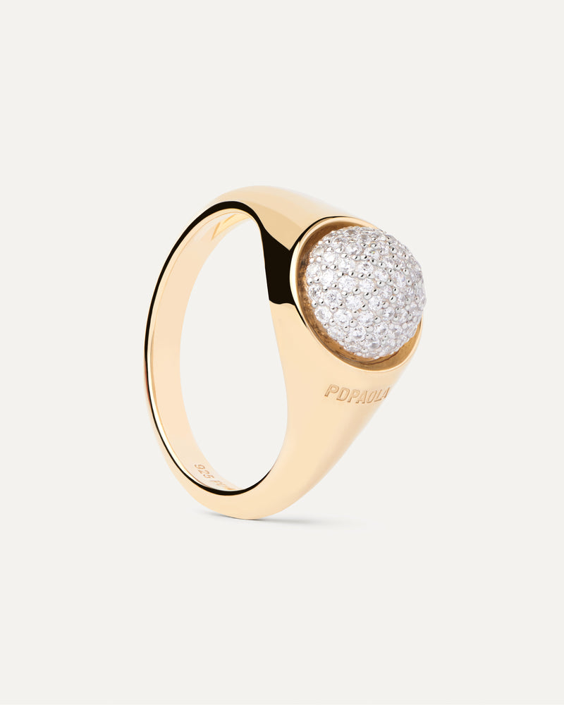 Anello Pavé Moon - 
  
    Argento sterling / Placcatura in Oro 18K
  
