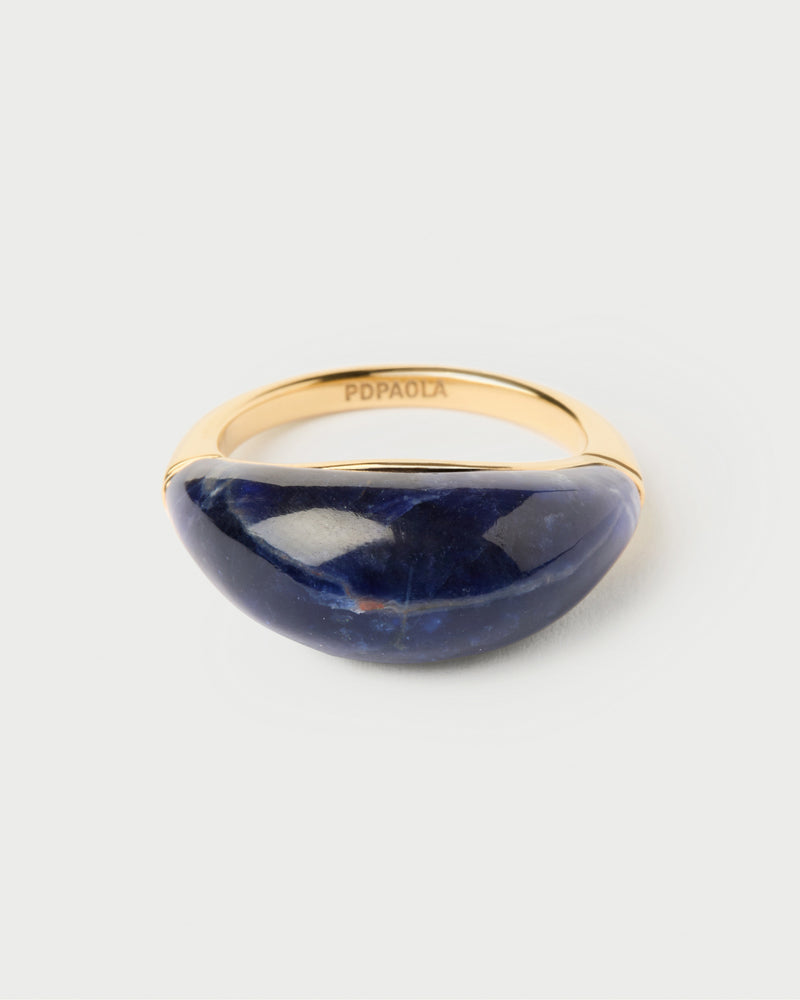 Sodalite Cosmos stamp ring - 
  
    Sterling Silver / 18K Gold plating
  
