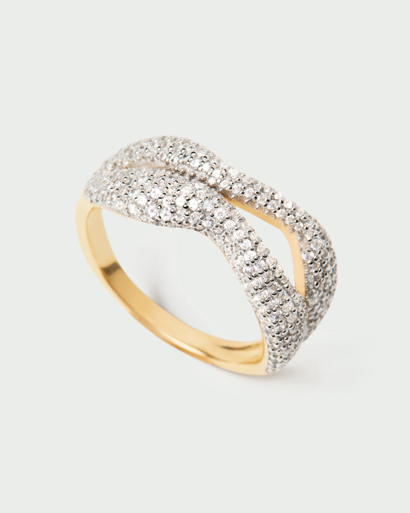 Anillo Pavé Sense - 
  
    Plata de Ley / Baño de Oro 18K
  
