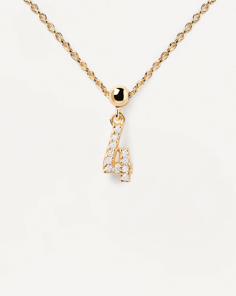 Charm Numero 4 - 
  
    Argento sterling / Placcatura in Oro 18K
  
