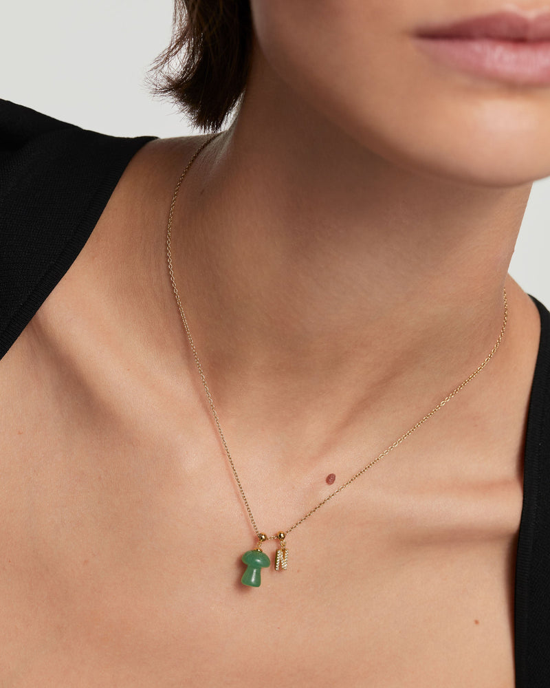 Green Aventurine Mushroom Charm - 
  
    Sterling Silver / 18K Gold plating
  
