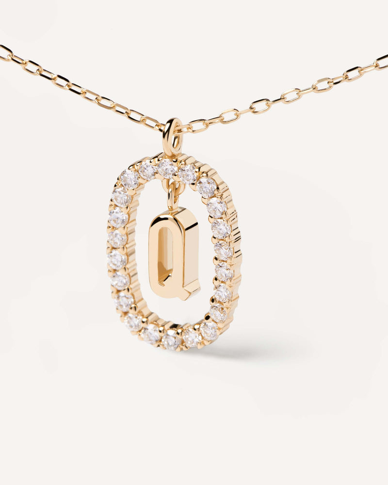 Diamonds and Gold Letter Q Necklace - 
  
    18K Gold
  
