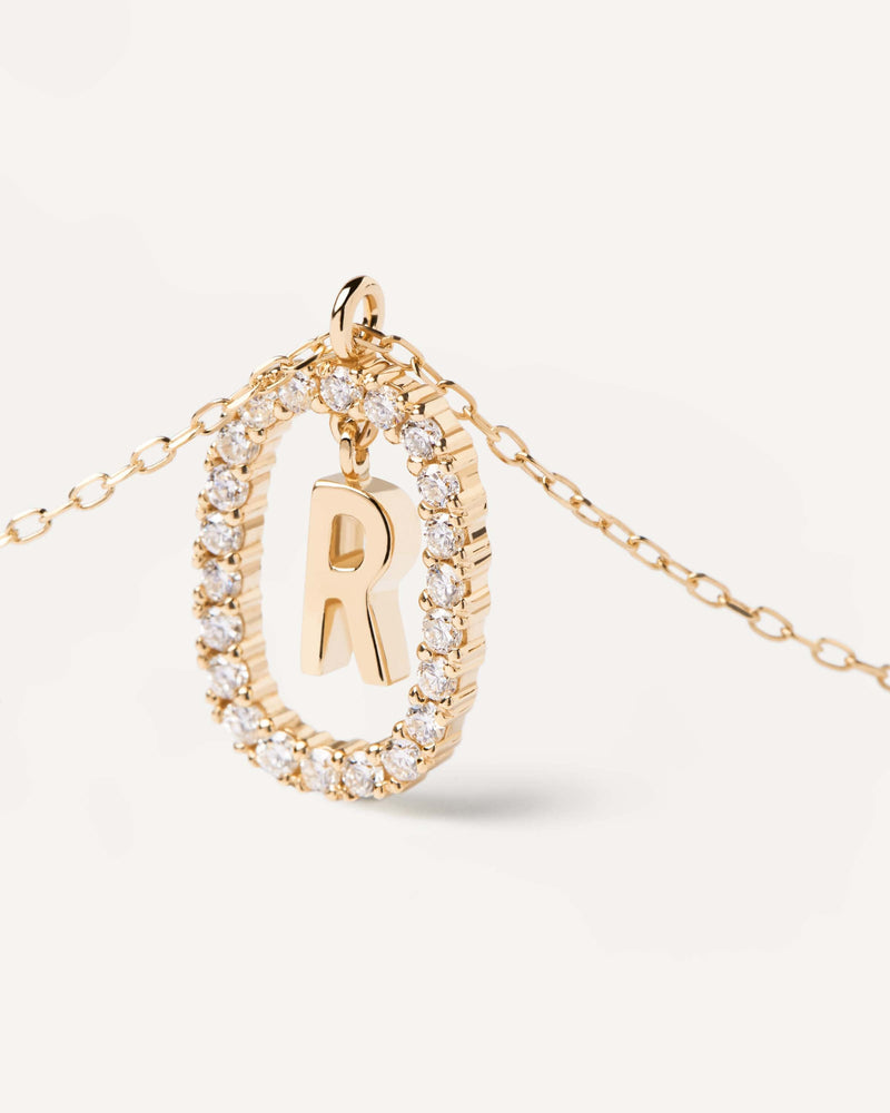 Collana in Diamanti e Oro Con Lettera R - 
  
    Oro 18K
  
