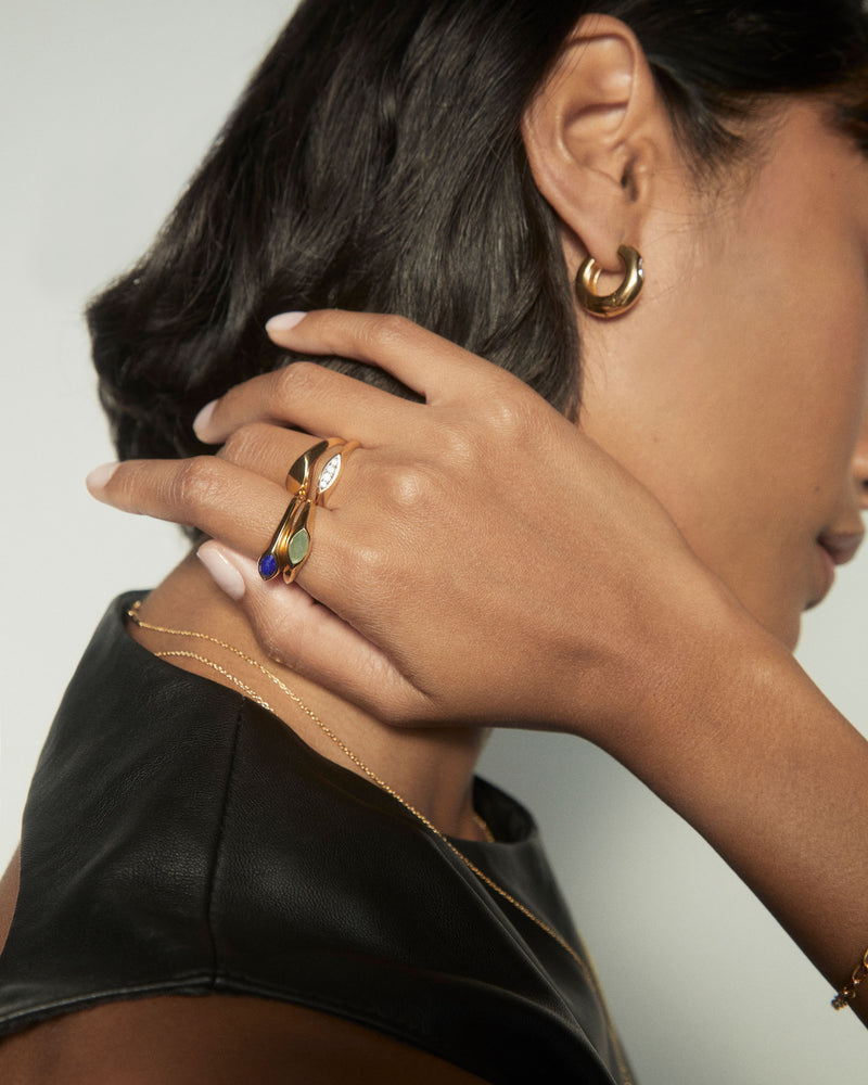 Lapis Lazuli Nomad Stamp Ring - 
  
    Sterling Silver / 18K Gold plating
  
