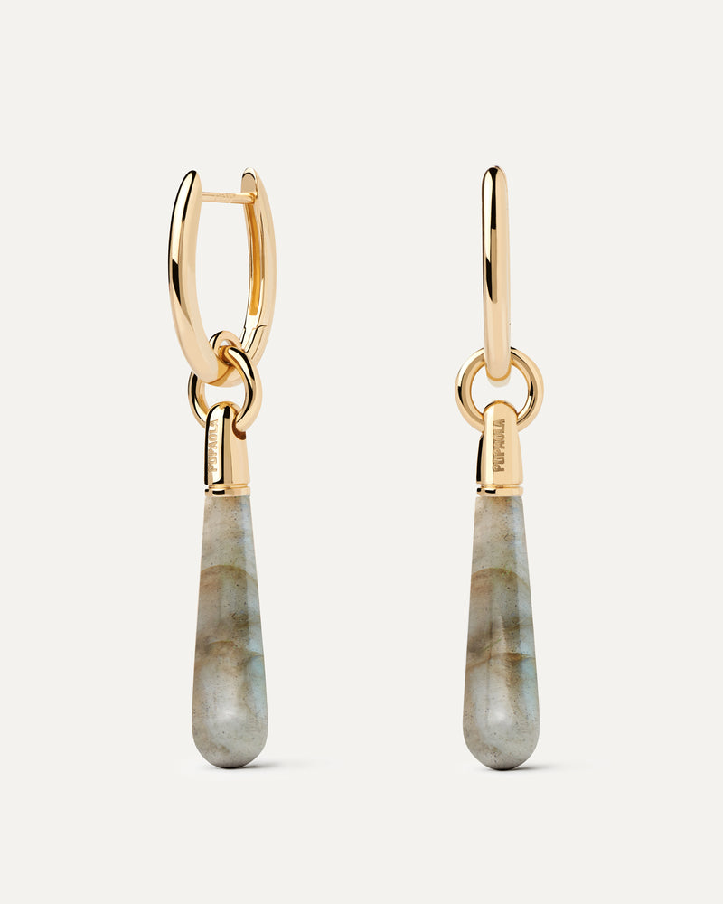 Orecchino a Cerchio Singolo Labradorite Large Jupiter - 
  
    Argento sterling / Placcatura in Oro 18K
  
