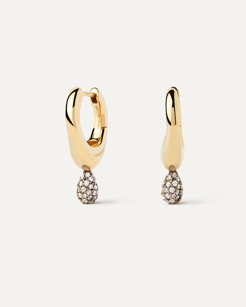 Orecchino A Cerchio Singolo Pavé Lava - 
  
    Argento sterling / Placcatura in Oro 18K
  
