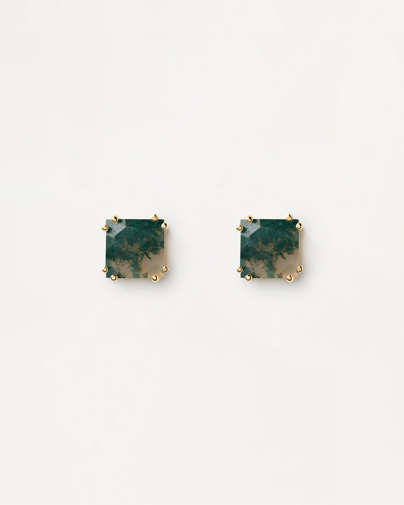 Suki Moss Agate Single Earring - 
  
    Sterling Silver / 18K Gold plating
  
