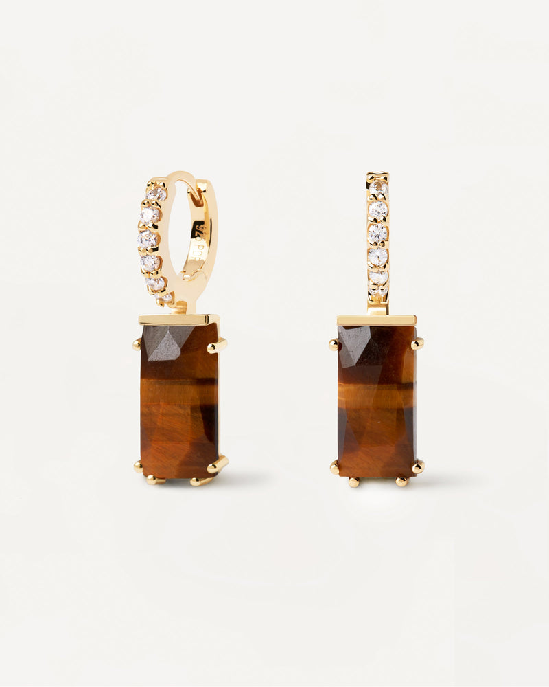 Kaori Tiger Eye Single Earring - 
  
    Sterling Silver / 18K Gold plating
  
