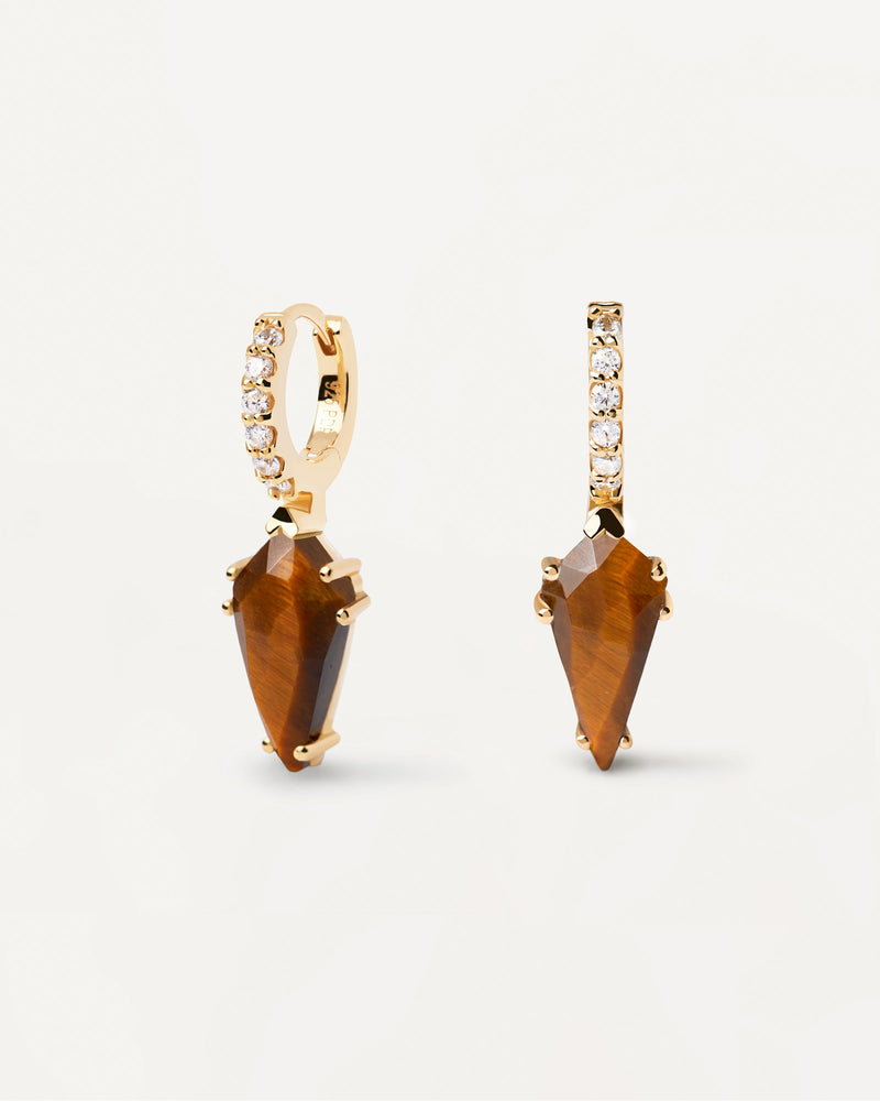 Naoki Tiger Eye Single Earring - 
  
    Sterling Silver / 18K Gold plating
  
