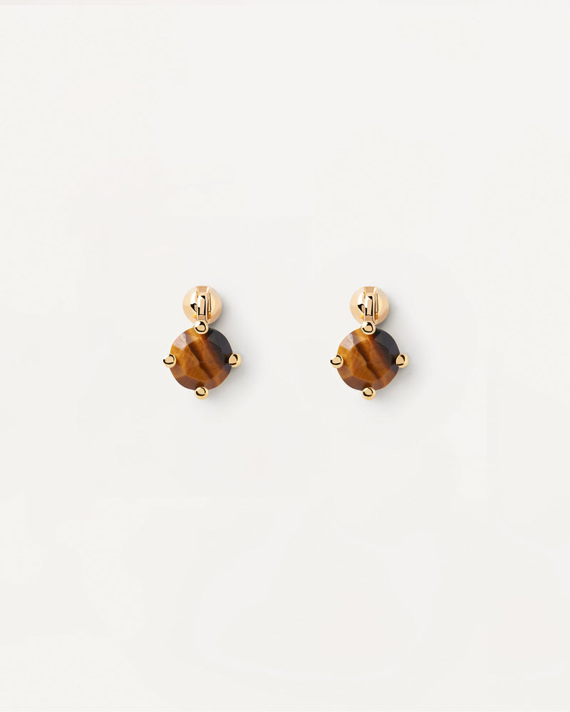 Kimi Tiger Eye Single Earring - 
  
    Sterling Silver / 18K Gold plating
  
