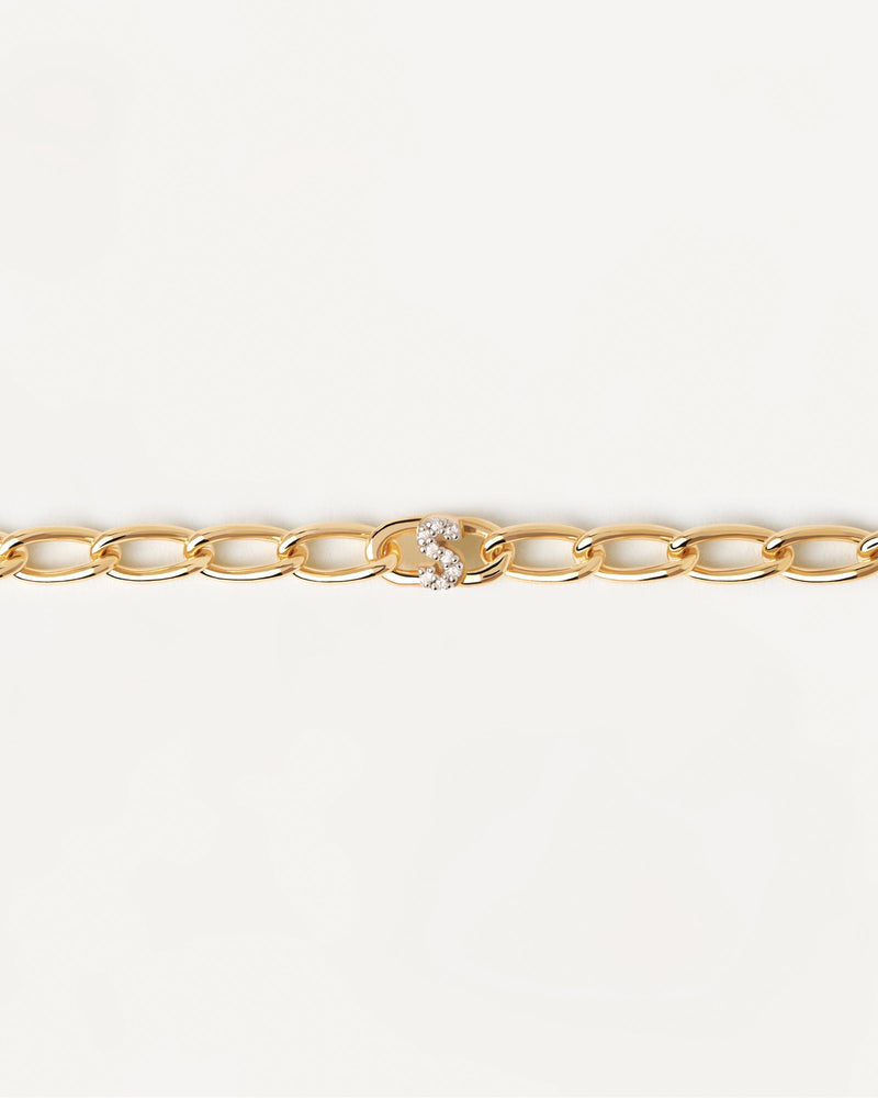 Bracciale A Catena Lettera S - 
  
    Argento sterling / Placcatura in Oro 18K
  
