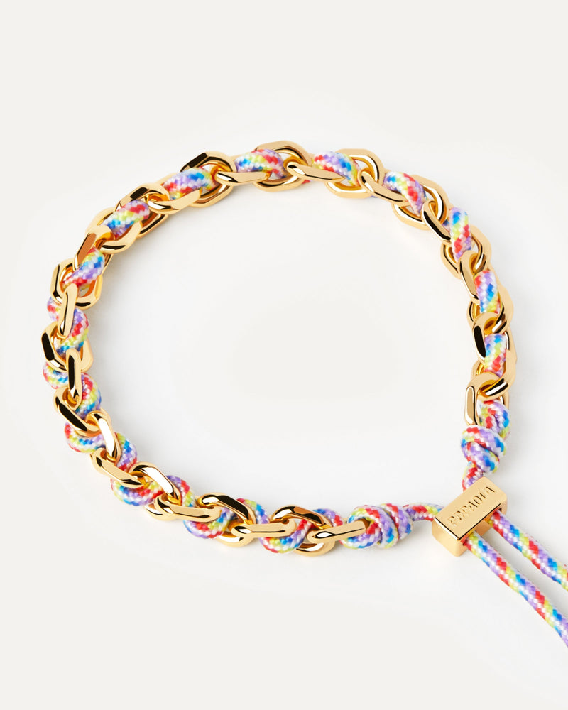 Pulsera Cordón y Cadena Prisma - 
  
    Latón / Baño de Oro 18K
  
