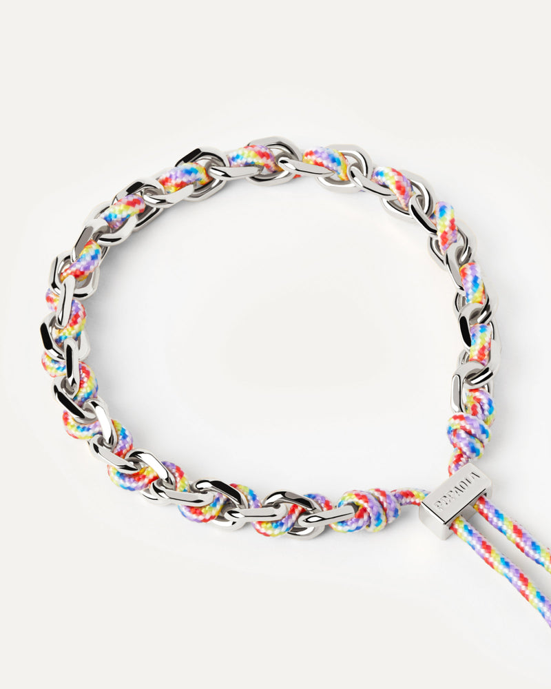 Pulsera Cordón y Cadena Prisma - 
  
    Latón / Baño de rodio en plata
  
