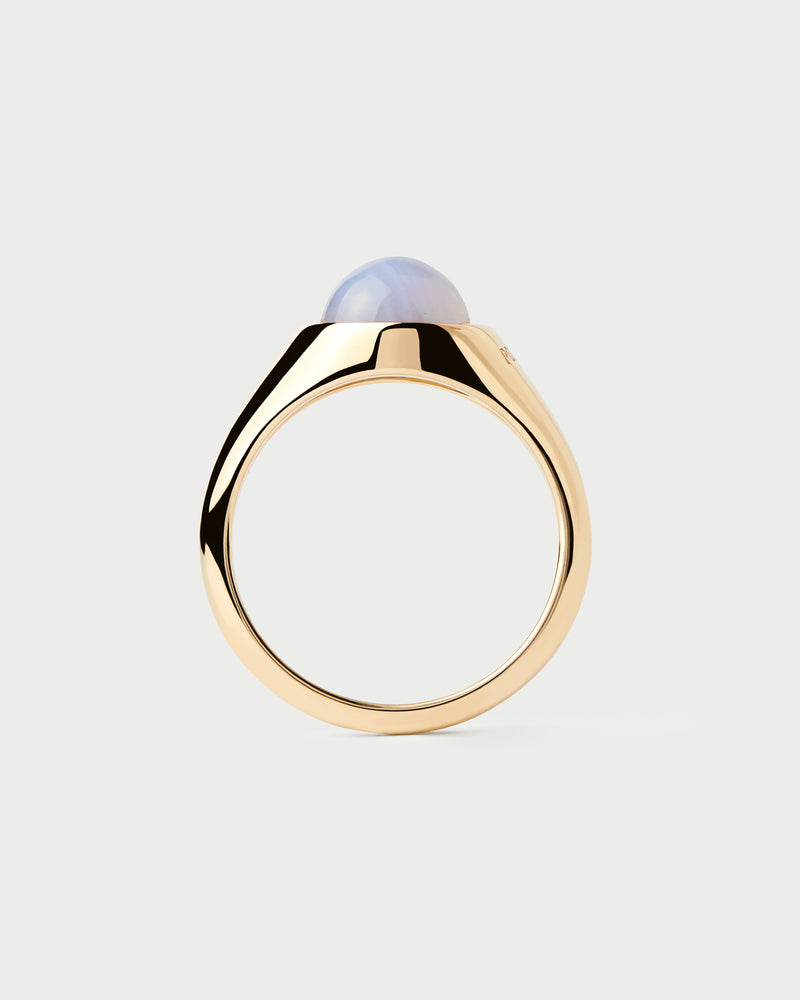 Blue lace agate Moon ring - 
  
    Sterling Silver / 18K Gold plating
  
