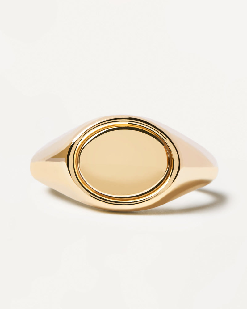 Anillo Sello - 
  
    Plata de Ley / Baño de Oro 18K
  
