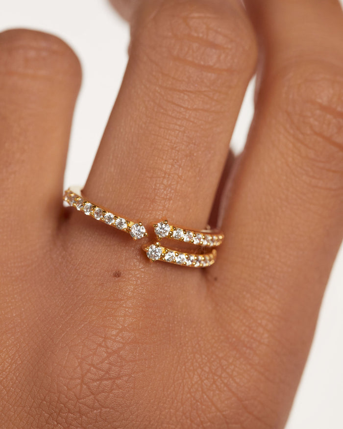 Shiny zirconia ring in gold-plated silver | Sisi Ring | PDPAOLA