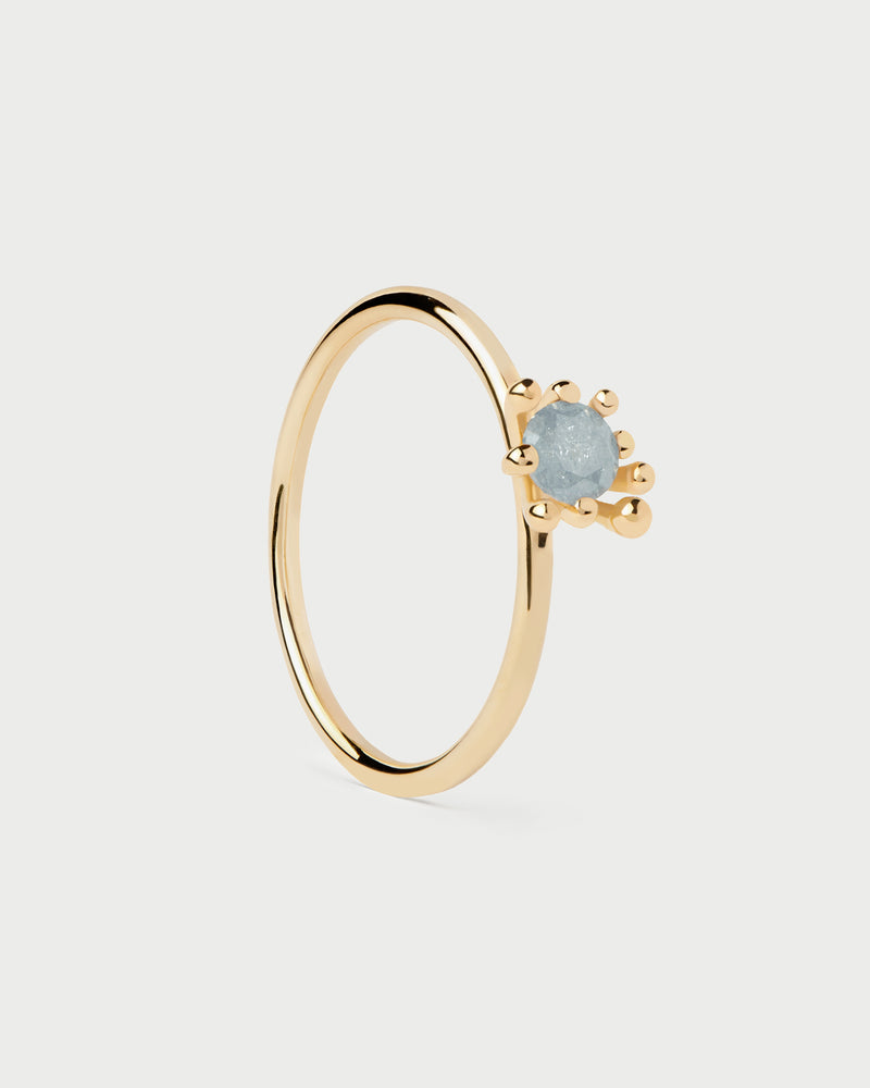 Anillo Fleur Gris - 
  
    Plata de Ley / Baño de Oro 18K
  
