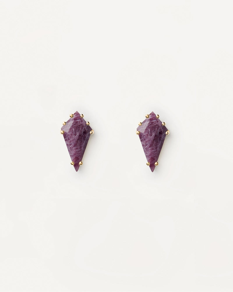 Akiro Charoite Single Earring - 
  
    Sterling Silver / 18K Gold plating
  
