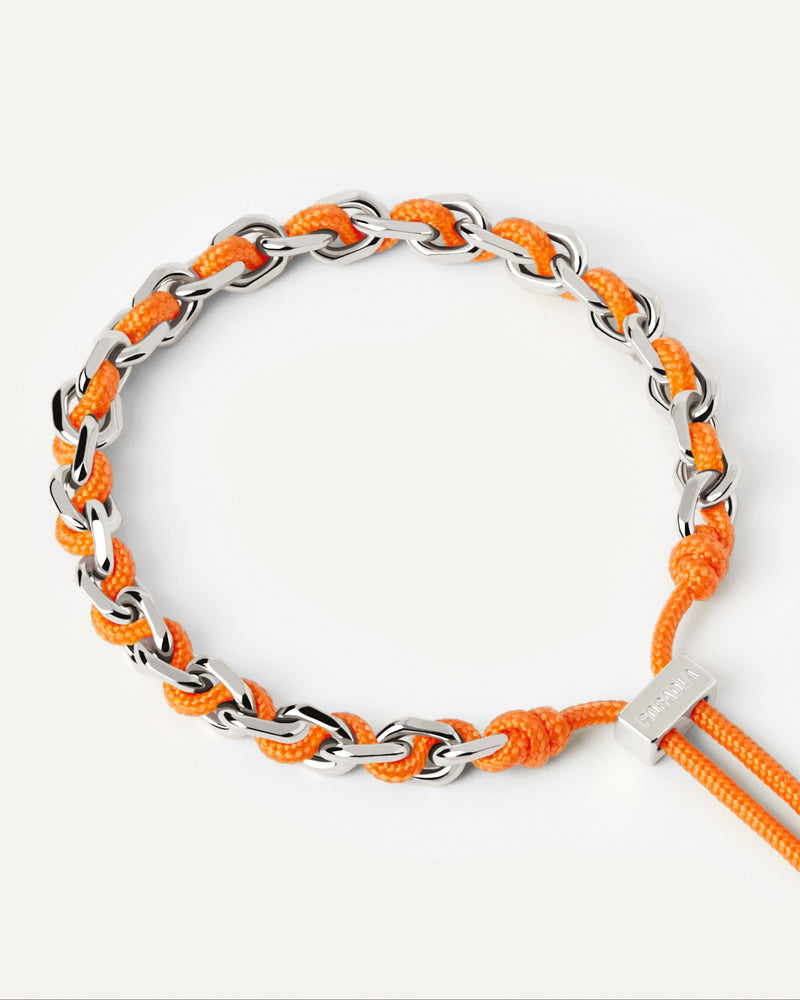 Bracciale Catena Argentata e Corda Tangerine - 
  
    Corda / Placcatura in argento rodiato
  
