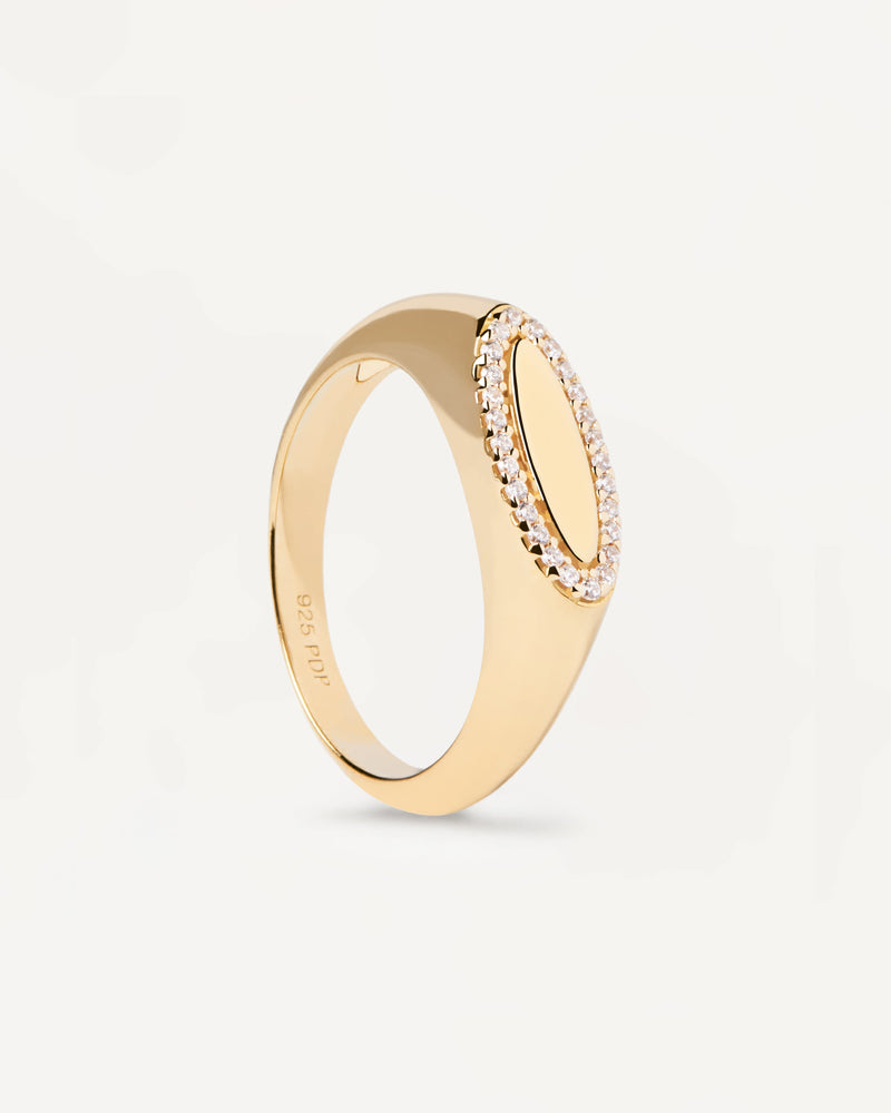 Anillo Sello Lace - 
  
    Plata de Ley / Baño de Oro 18K
  
