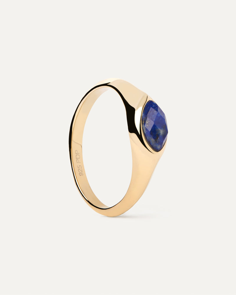 Bague Chevalière Lapis-Lazuli Nomad - 
  
    Argent massif / Placage Or 18 Ct
  
