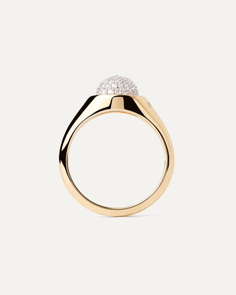 Pavé Moon Ring - 
  
    Sterling Silver / 18K Gold plating
  
