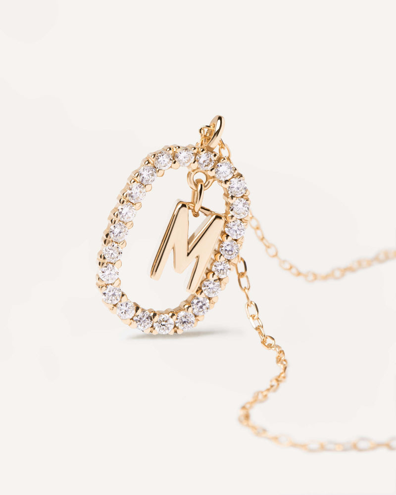 Diamonds and Gold Letter M Necklace - 
  
    18K Gold
  
