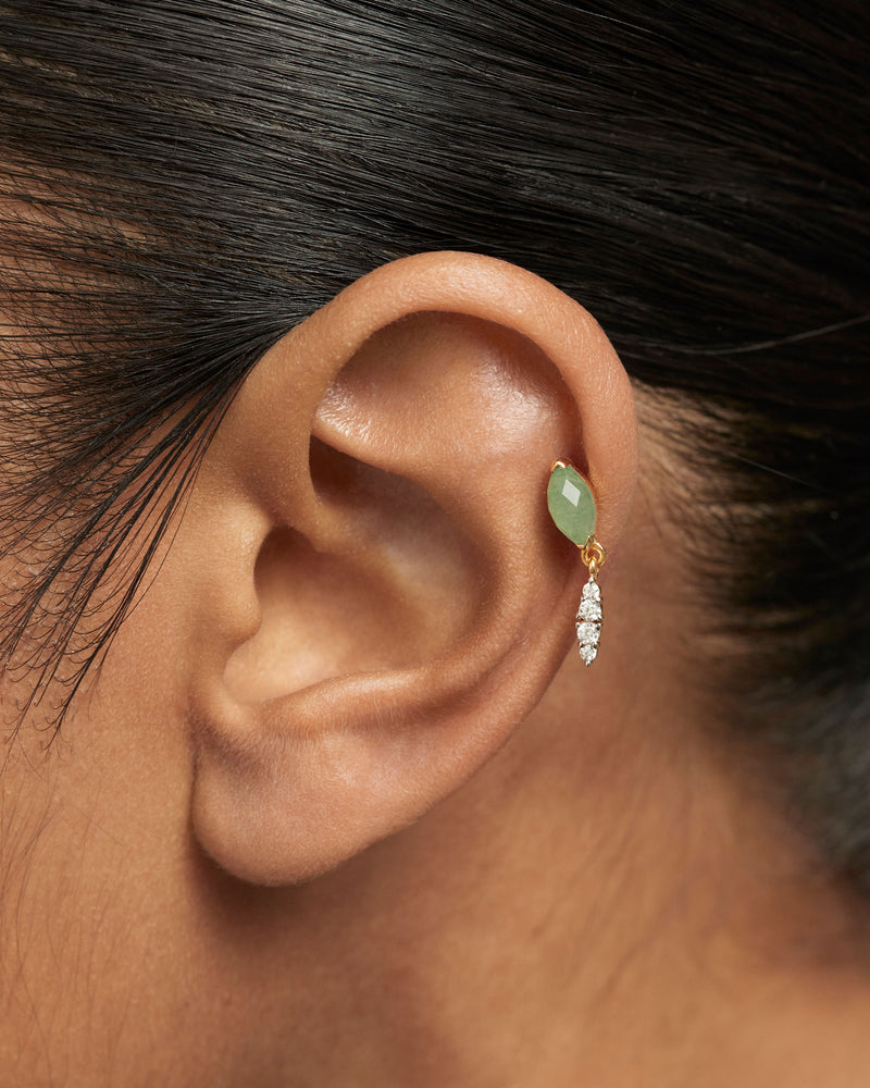 Piercing oreja Aventurina Verde Ginger - 
  
    Plata de Ley / Baño de Oro 18K
  
