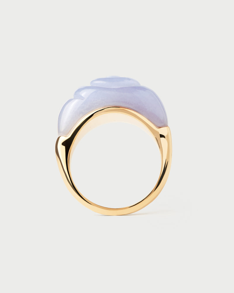 Blauer Spitzenachat Shell ring - 
  
    Sterling Silber / 18K Goldplattierung
  
