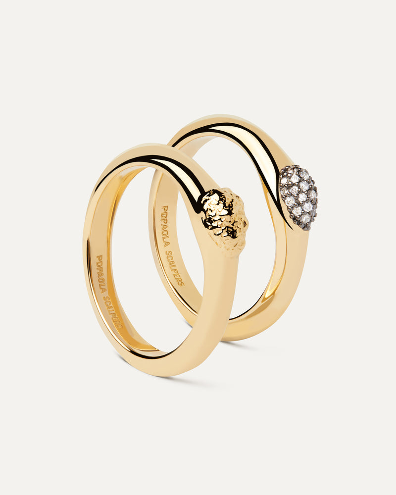 The Rocks Ring Set - 
  
    Sterling Silver / 18K Gold plating
  
