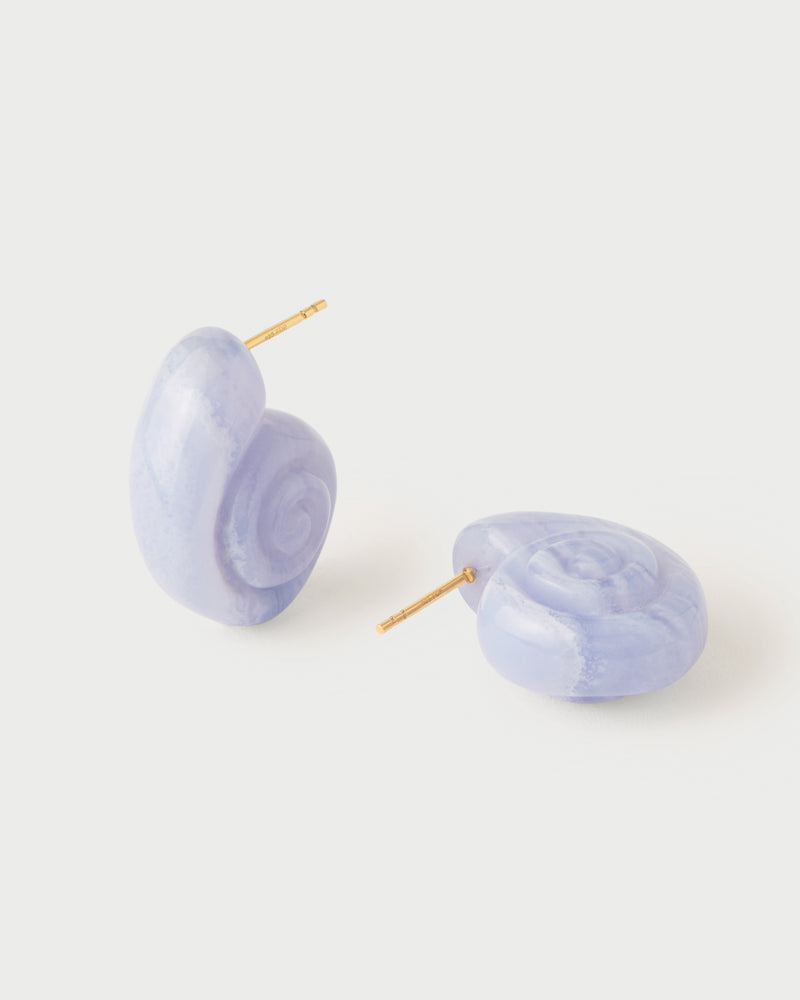 Pendientes ágata azul Shell - 
  
    Plata de Ley / Baño de Oro 18K
  
