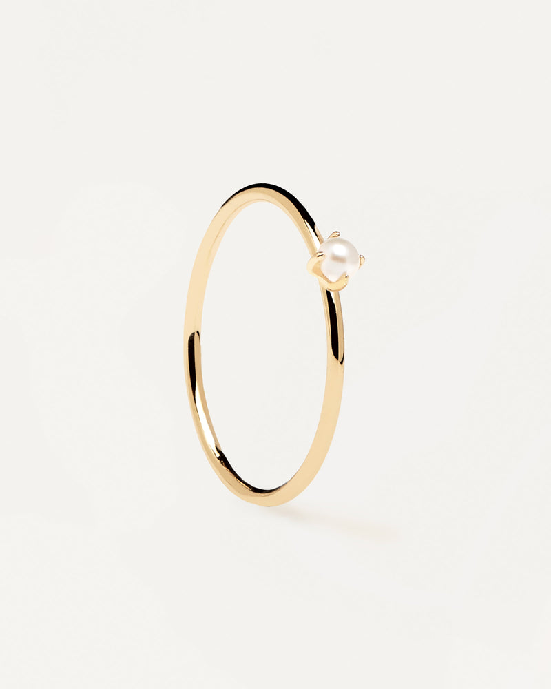 Solitary Pearl Ring - 
  
    Sterling Silver / 18K Gold plating
  
