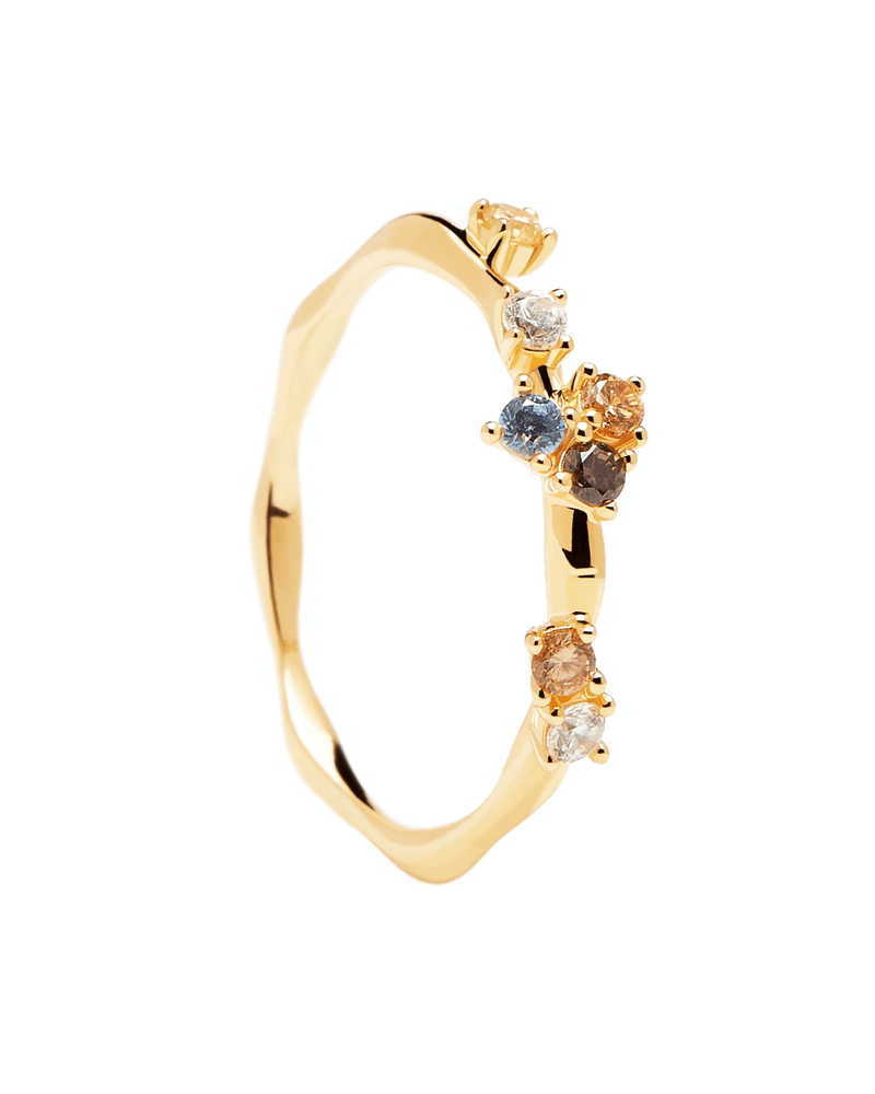 Anillo Five - 
  
    Plata de Ley / Baño de Oro 18K
  
