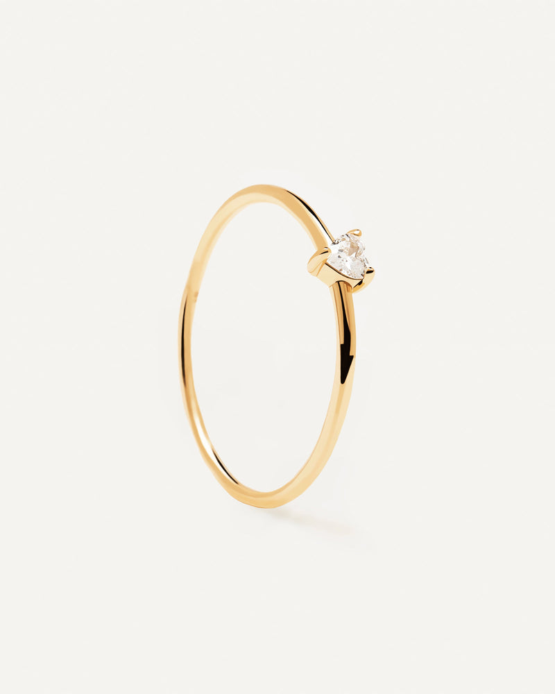 White Heart Ring - 
  
    Sterling Silber / 18K Goldplattierung
  
