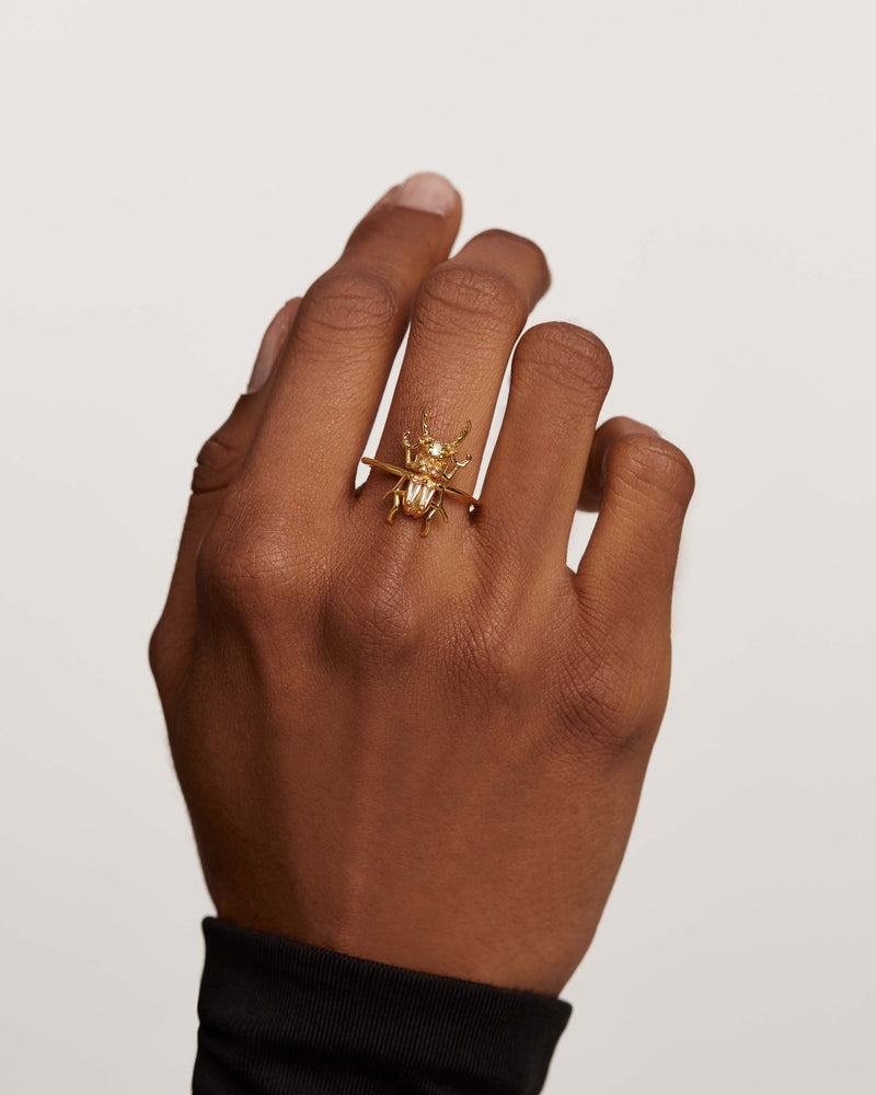 Courage Beetle Ring - 
  
    Sterling Silver / 18K Gold plating
  
