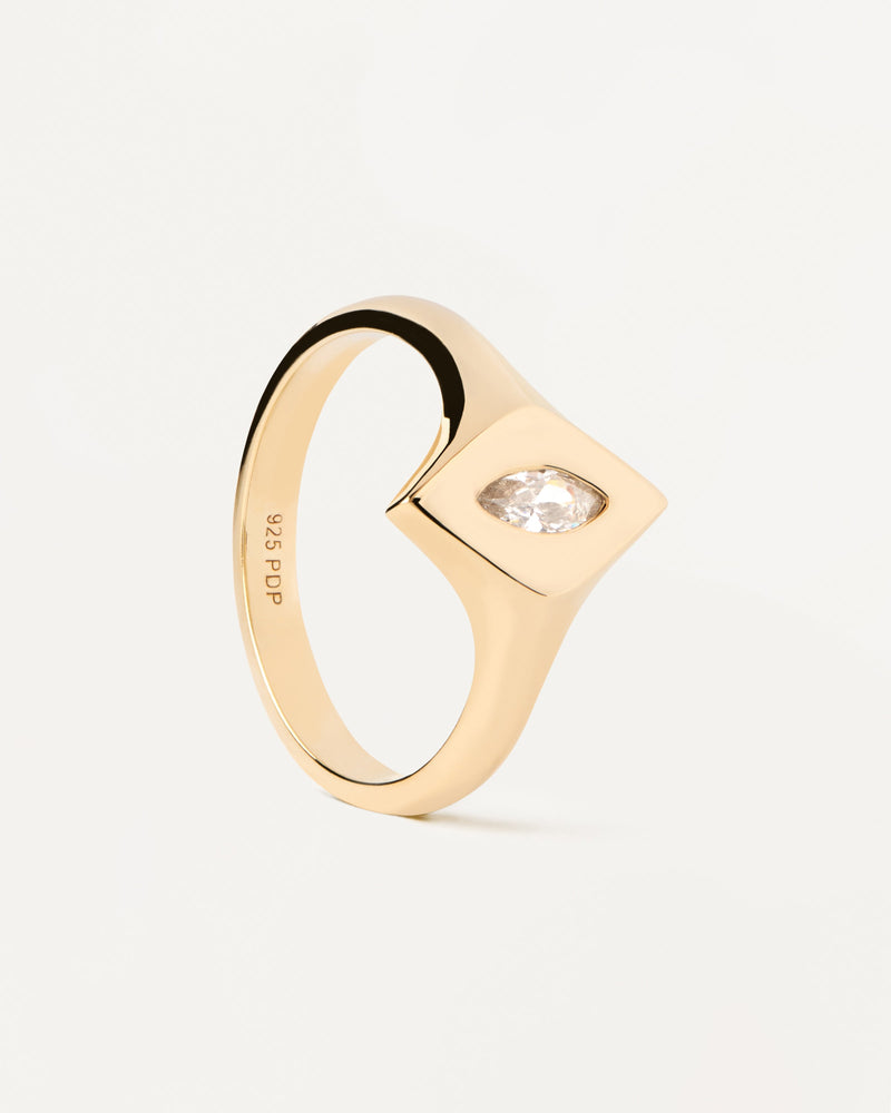 Anillo Sello Kate - 
  
    Plata de Ley / Baño de Oro 18K
  
