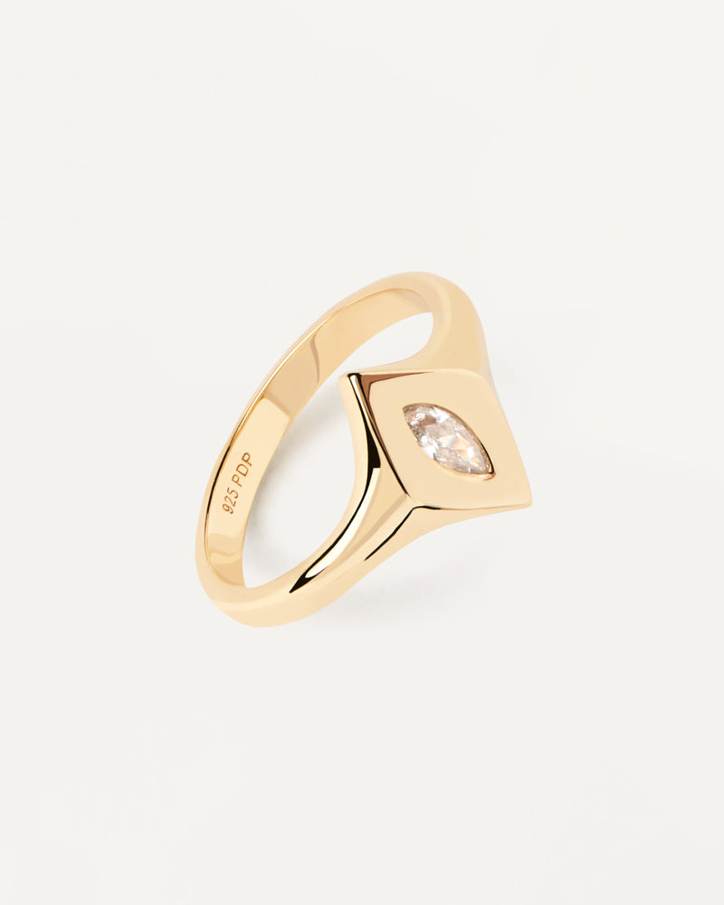 Anillo Sello Kate - 
  
    Plata de Ley / Baño de Oro 18K
  
