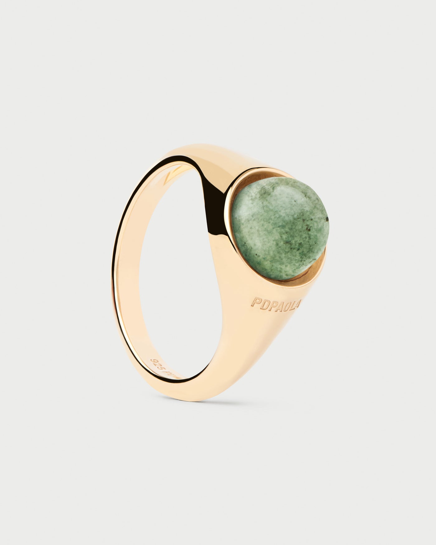 Green Aventurine Moon Ring 
  
    Sterling Silver / 18K Gold plating
  
