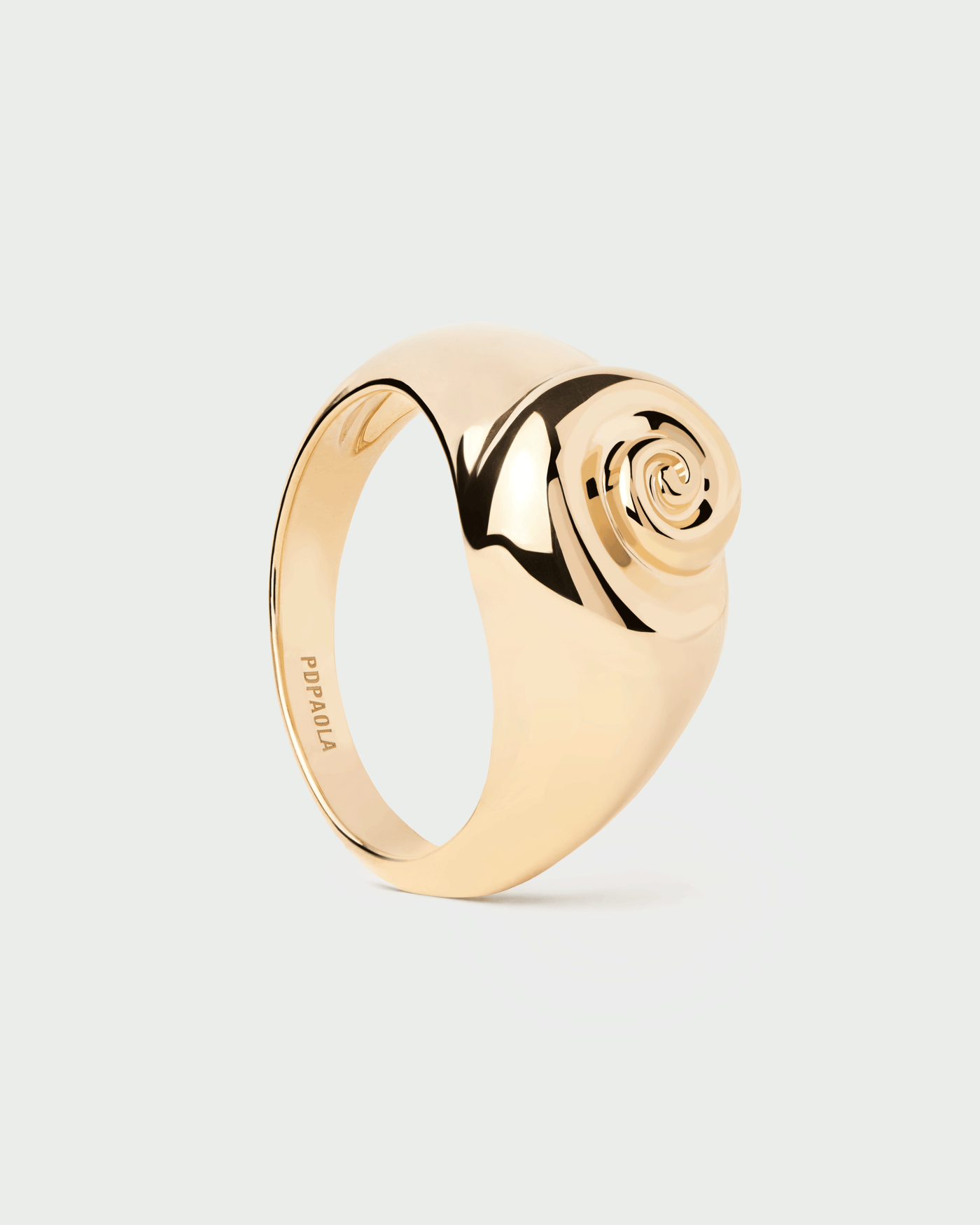 Shell ring. Gold-plated distinctive signet ring with a sea snail motif  . Get the latest arrival from PDPAOLA. Place your order safely and get this Best Seller.