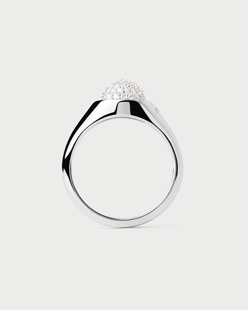 Bague en Argent Pavée Moon - 
  
    Argent massif
  
