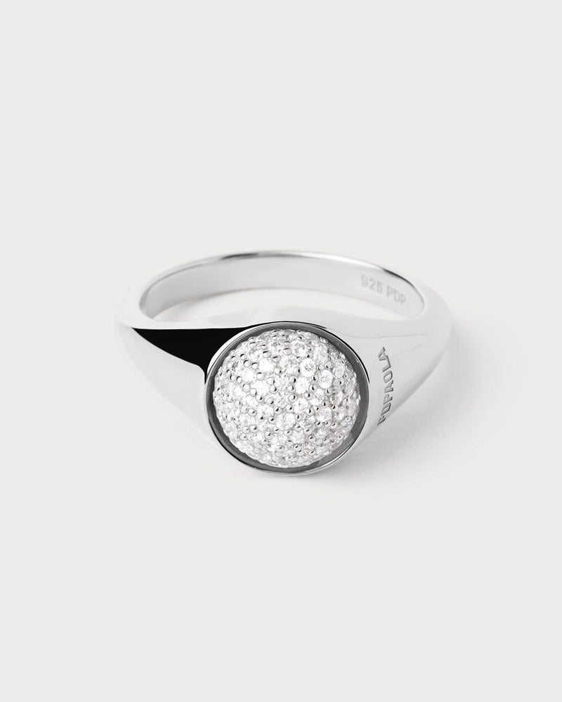 Bague en Argent Pavée Moon - 
  
    Argent massif
  
