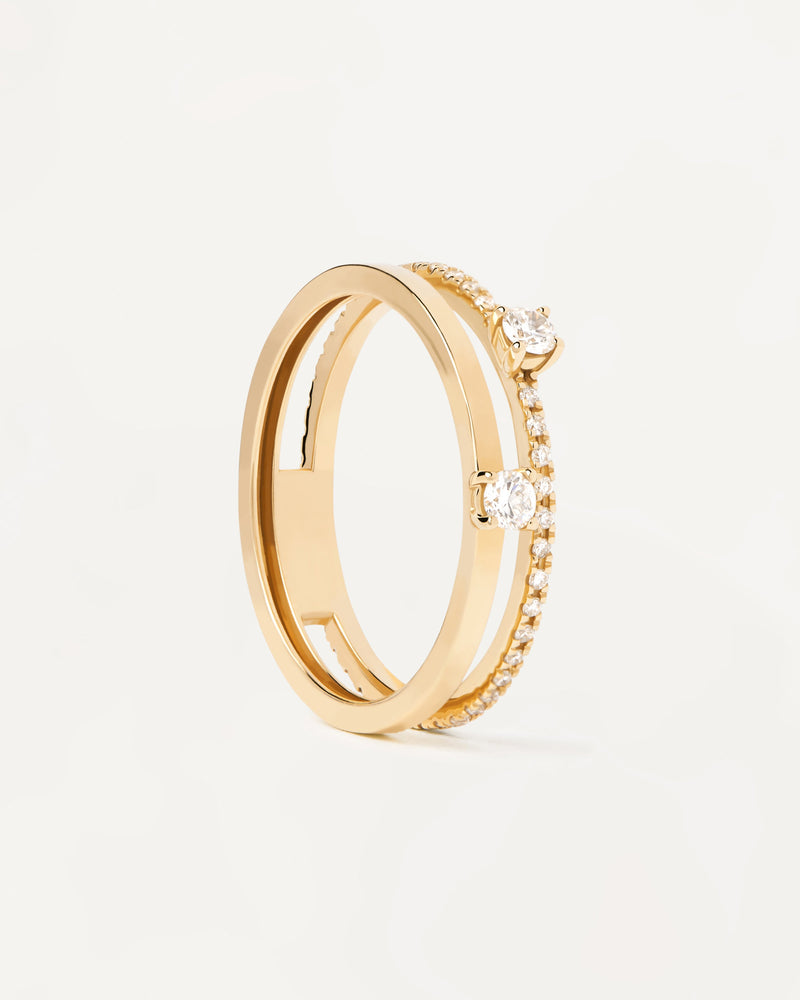 Diamonds and gold Solitaire Dual Ring - 
  
    18K Gold
  
